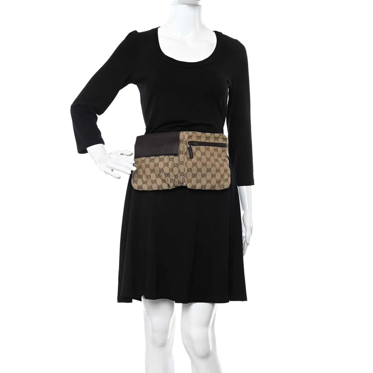 Gucci GG Monogram Double Pocket Belt Bag Dark Brown 2 of 10