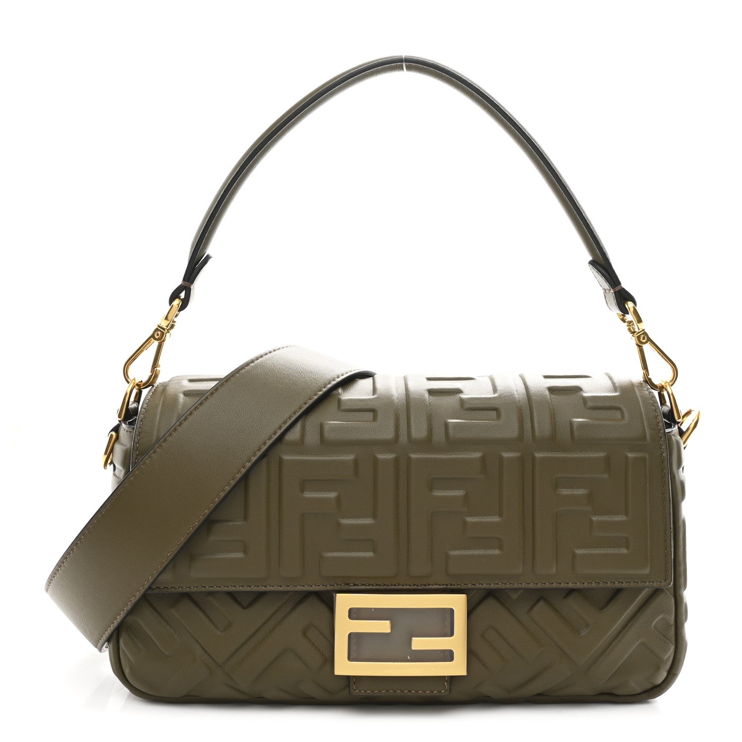 Fendi Nappa FF 1974 Embossed Baguette Avocado 1 of 10
