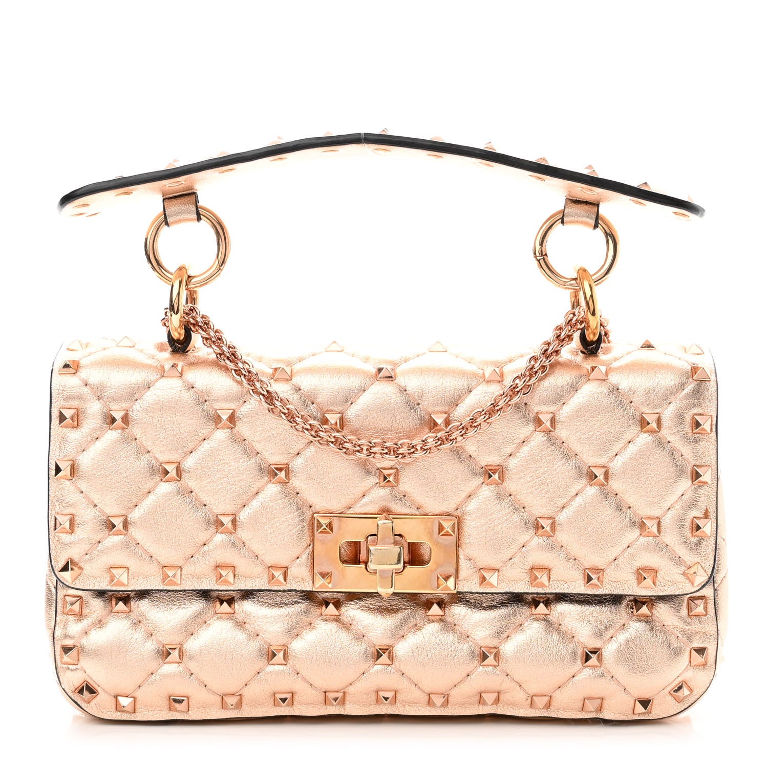 Valentino Garavani Metallic Nappa Small Rockstud Spike Shoulder Bag Rame 1 of 10