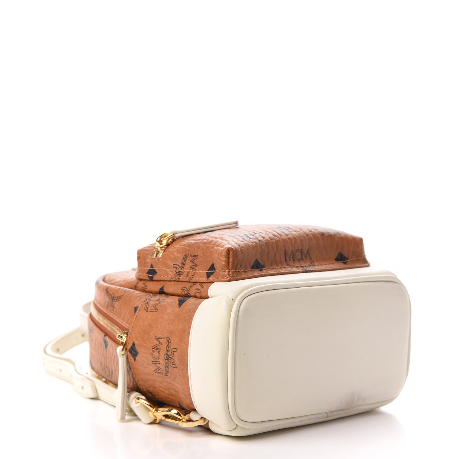 MCM Visetos X-Mini Stark Backpack Cognac White 3 of 7