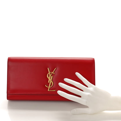 Saint Laurent Grain De Poudre Monogram Cassandre Clutch Rouge Orient 2 of 9