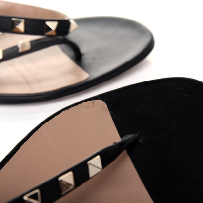Valentino Garavani Nappa Rockstud Ankle Strap Flat Thong Sandals 38.5 Black 11 of 13