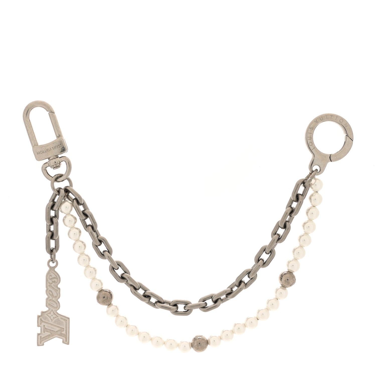 Louis Vuitton Metal Pearls Mini Chain Belt Bag Charm Silver 1 of 3