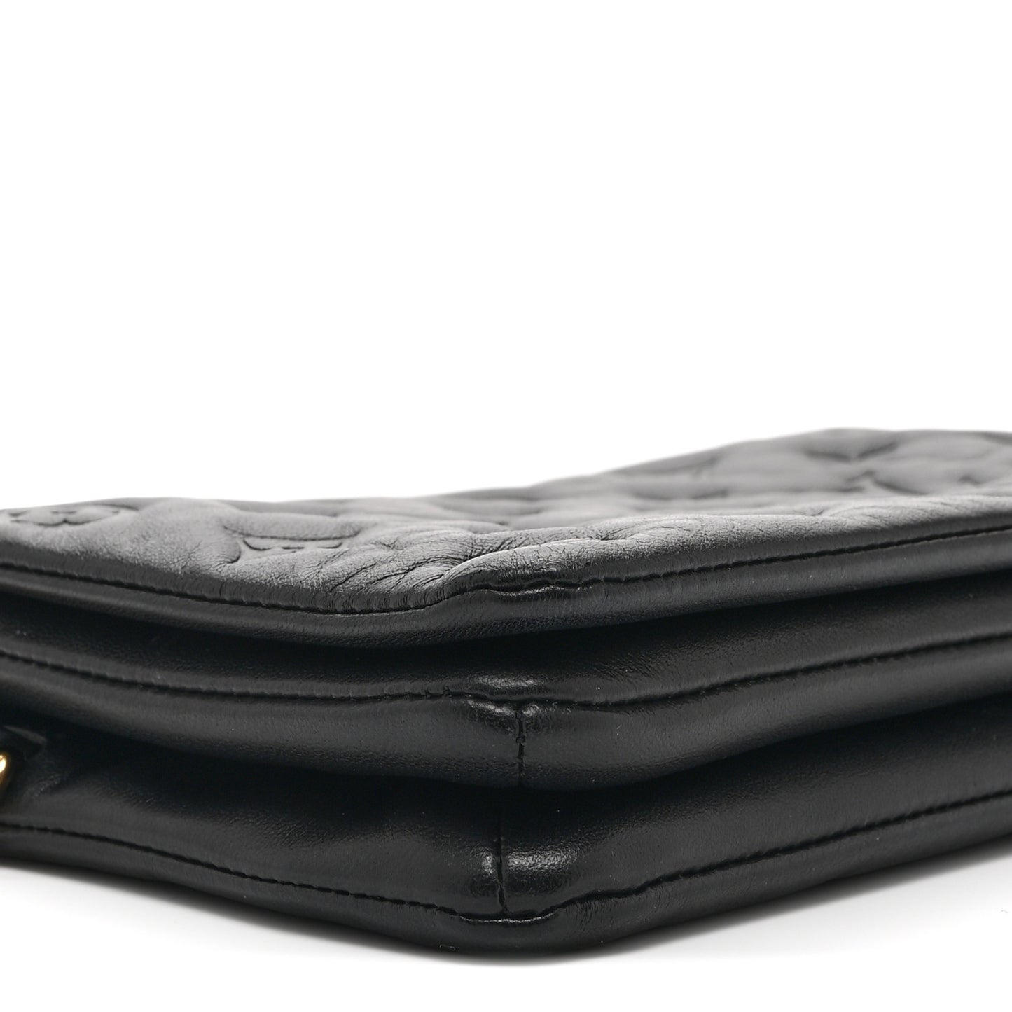 Lambskin Embossed Monogram Pochette Coussin Black