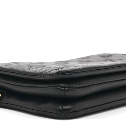 Louis Vuitton Lambskin Embossed Monogram Pochette Coussin Black 8 of 9