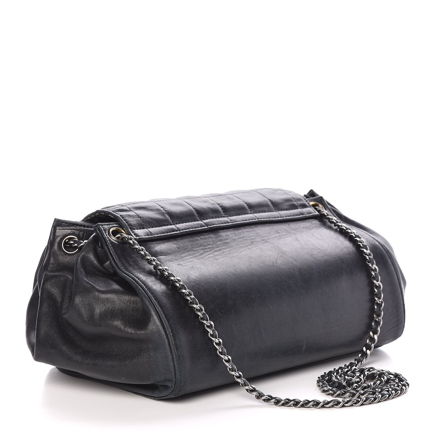 Lambskin Chocolate Bar Accordion Mademoiselle Flap Black