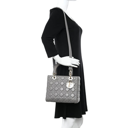 Christian Dior Lambskin Cannage Medium Lady Dior Grey 2 of 10