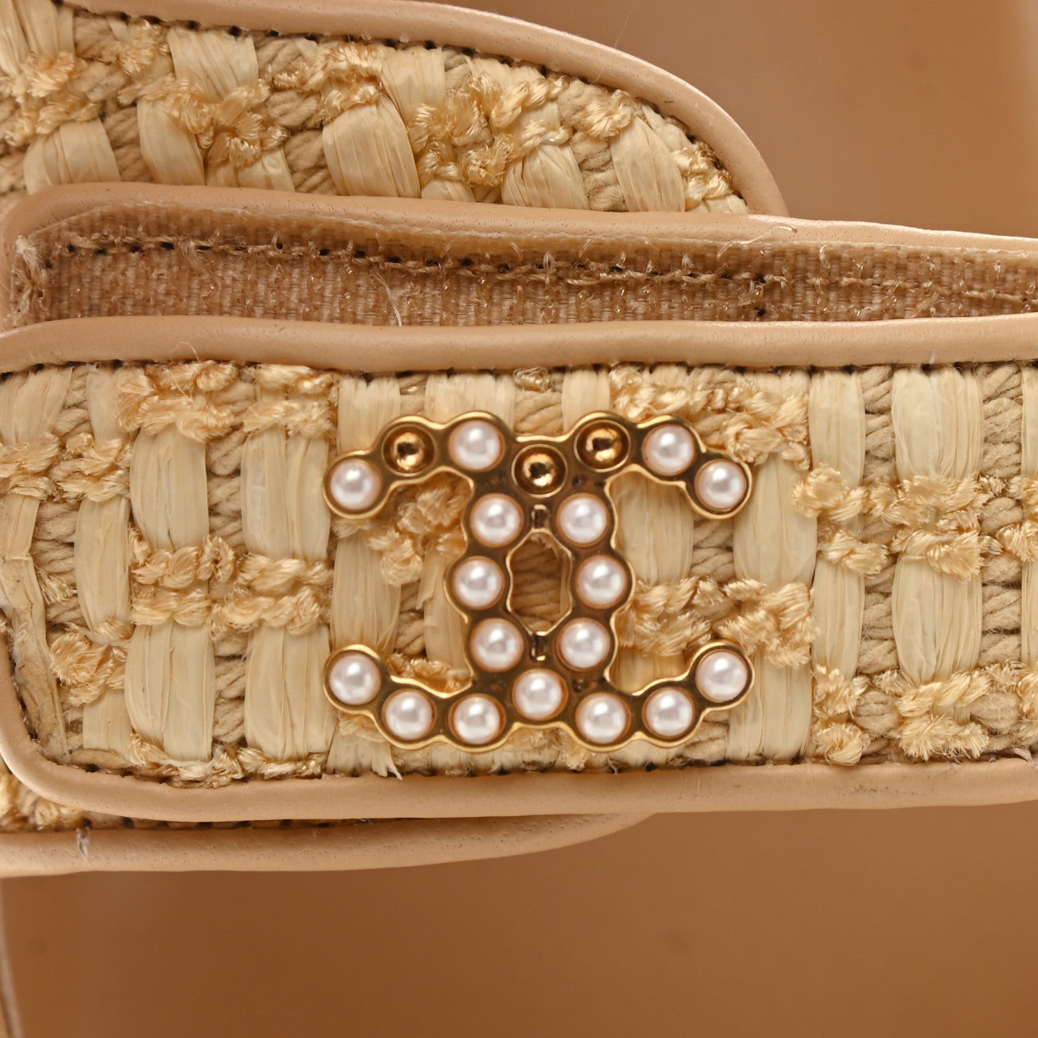 Chanel Braided Fabric Velcro Dad Sandals 39 Beige 10 of 13