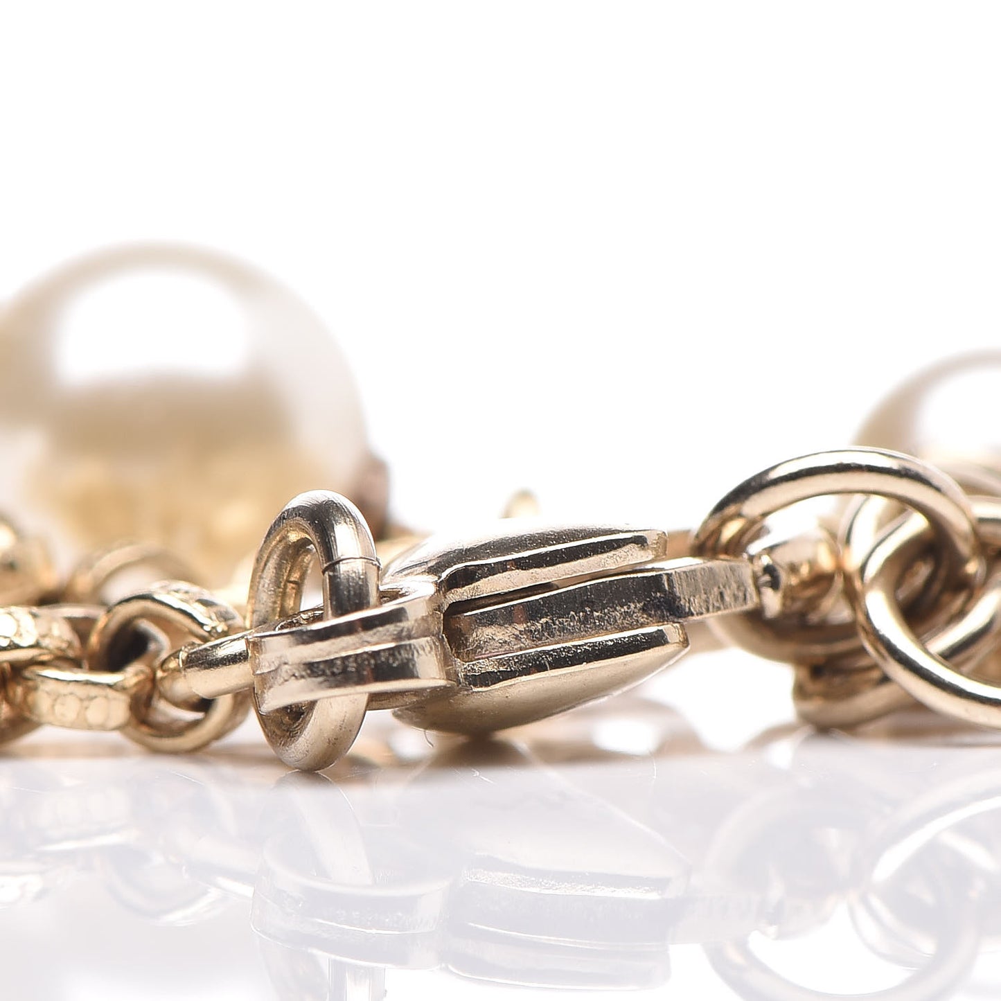 Crystal Pearl CC Moon Bracelet Light Gold