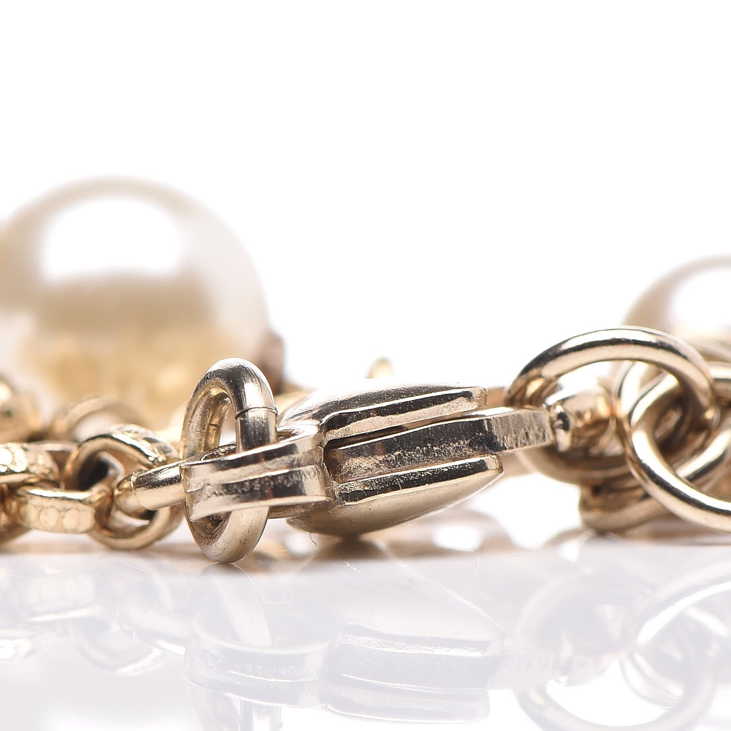 Chanel Crystal Pearl CC Moon Bracelet Light Gold 5 of 5