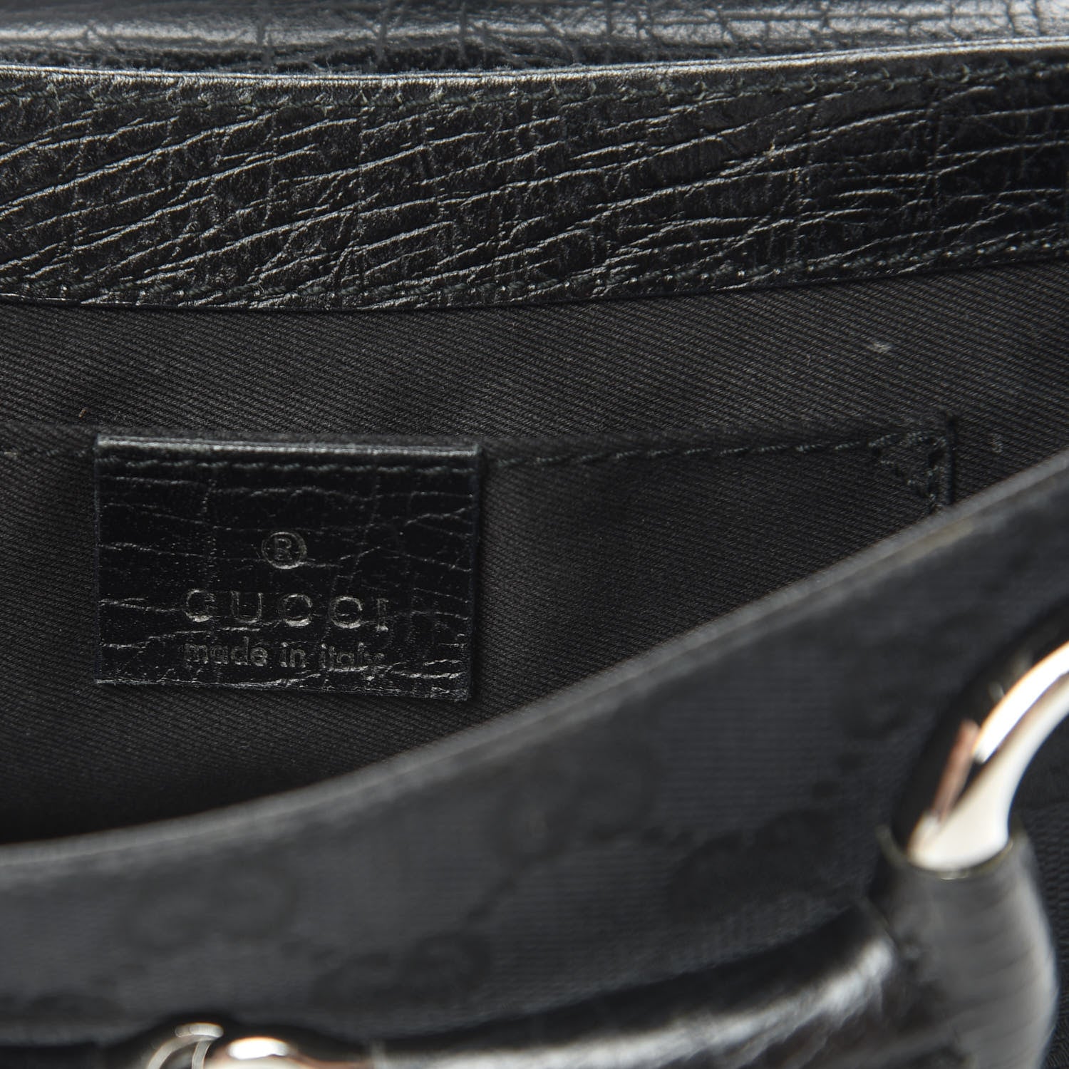 Gucci Monogram Horsebit Chain Clutch Black 6 of 12