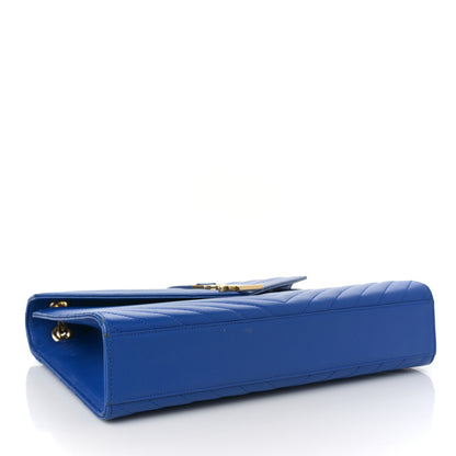 Saint Laurent Grain De Poudre Matelasse Chevron Large Monogram Satchel Blue Majorelle 3 of 10