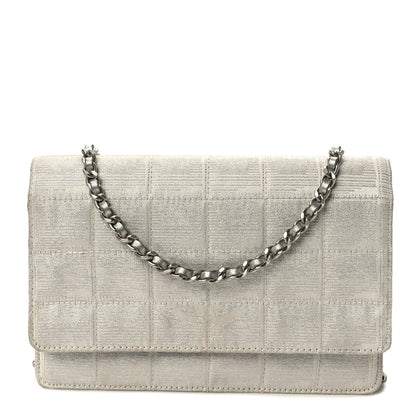Chanel Nylon Travel Wallet On Chain WOC Metallic Silver 1 of 13