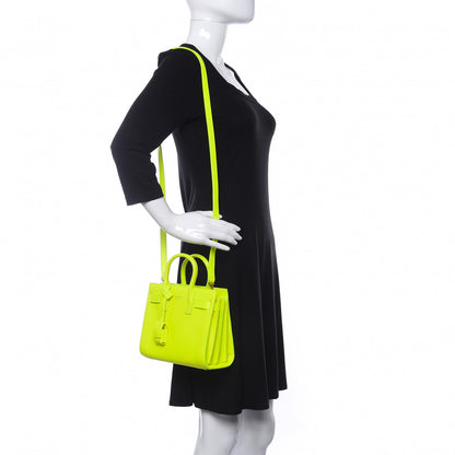 Saint Laurent Calfskin Nano Sac De Jour Neon Yellow 2 of 9