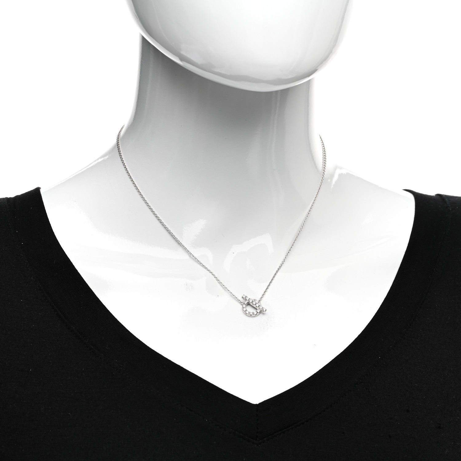 Hermes 18K White Gold Diamond Finesse Pendant Necklace 2 of 5