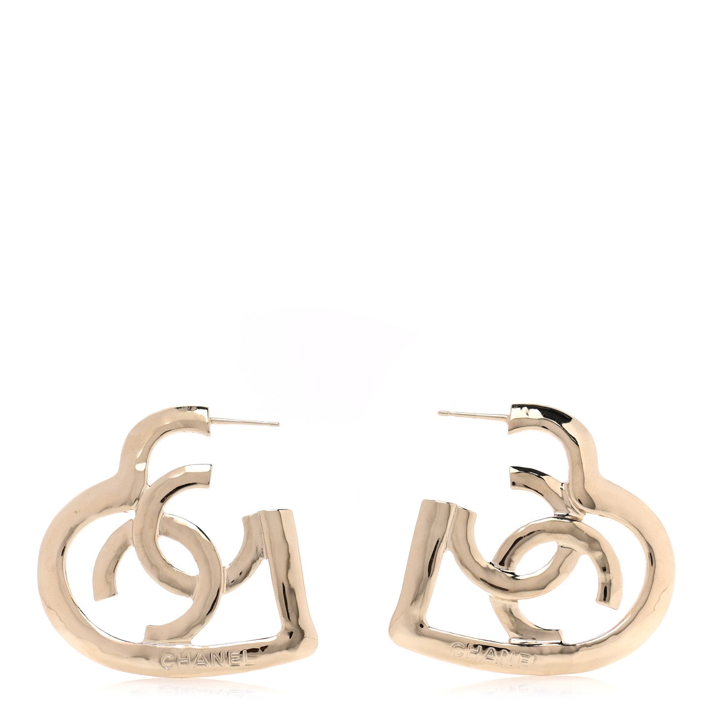 Metal CC Heart Coco In Love Hoop Earrings Gold