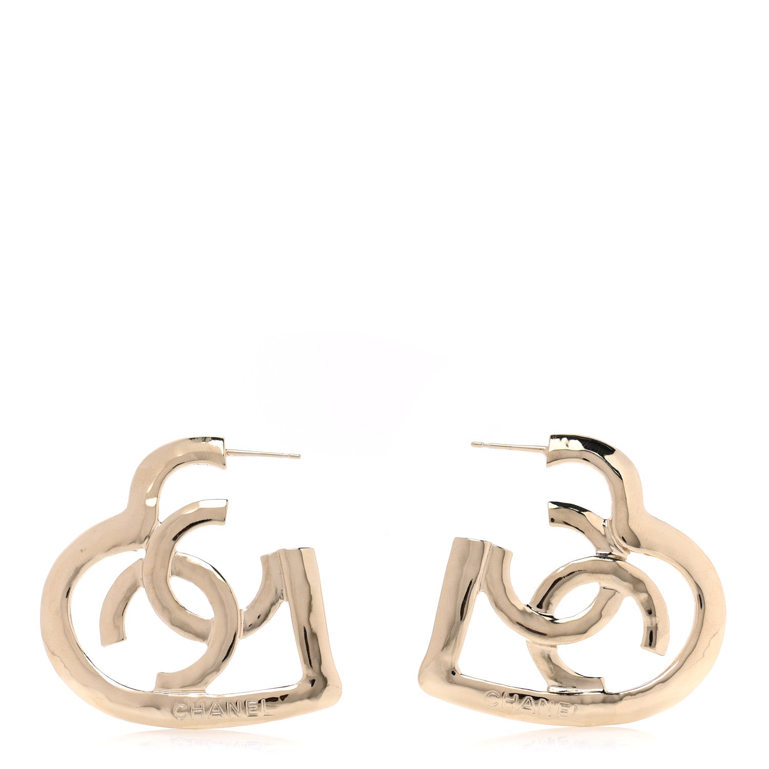 Chanel Metal CC Heart Coco In Love Hoop Earrings Gold 1 of 6