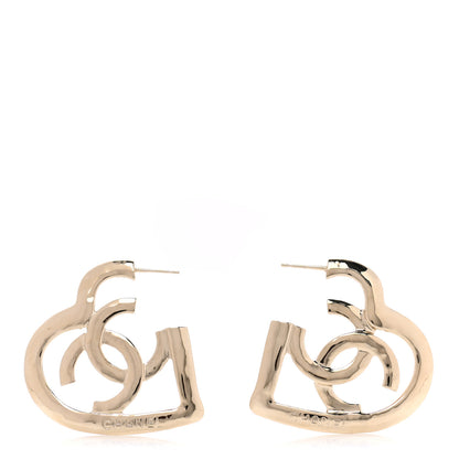 Chanel Metal CC Heart Coco In Love Hoop Earrings Gold 1 of 6