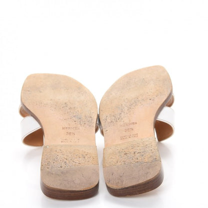 Hermes Box Calfskin Oran Sandals 38.5 White 7 of 12