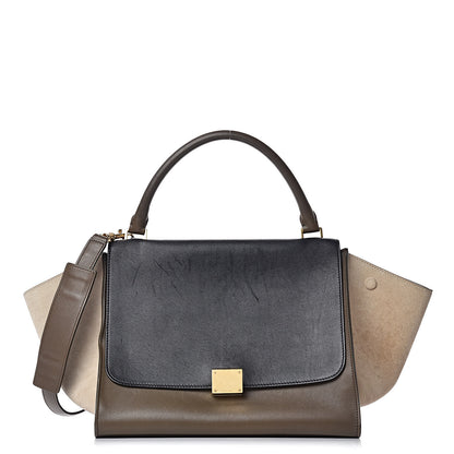 Celine Smooth Calfskin Suede Medium Tri-Color Trapeze Olive 1 of 9