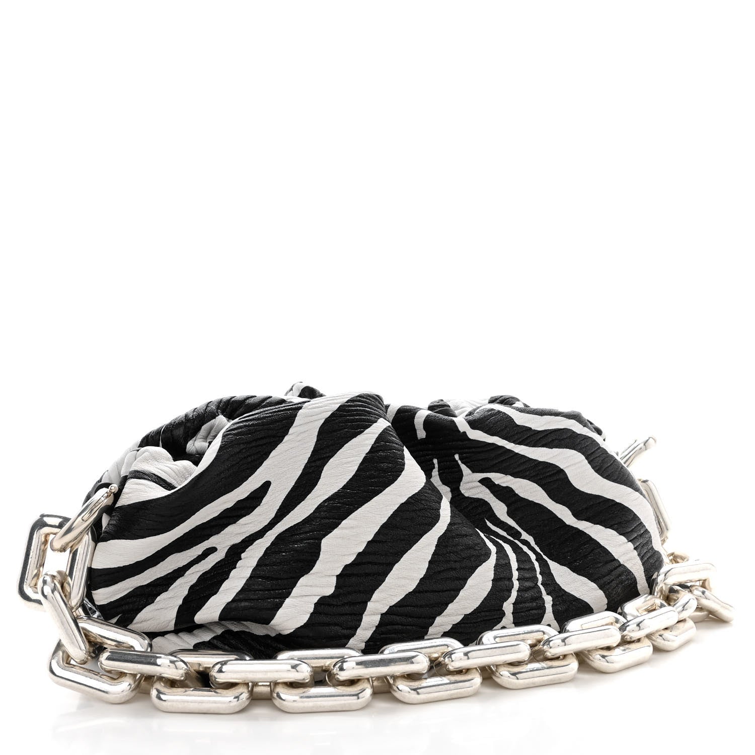 Bottega Veneta Nappa Zebra Print The Pouch Chain White Black 3 of 10