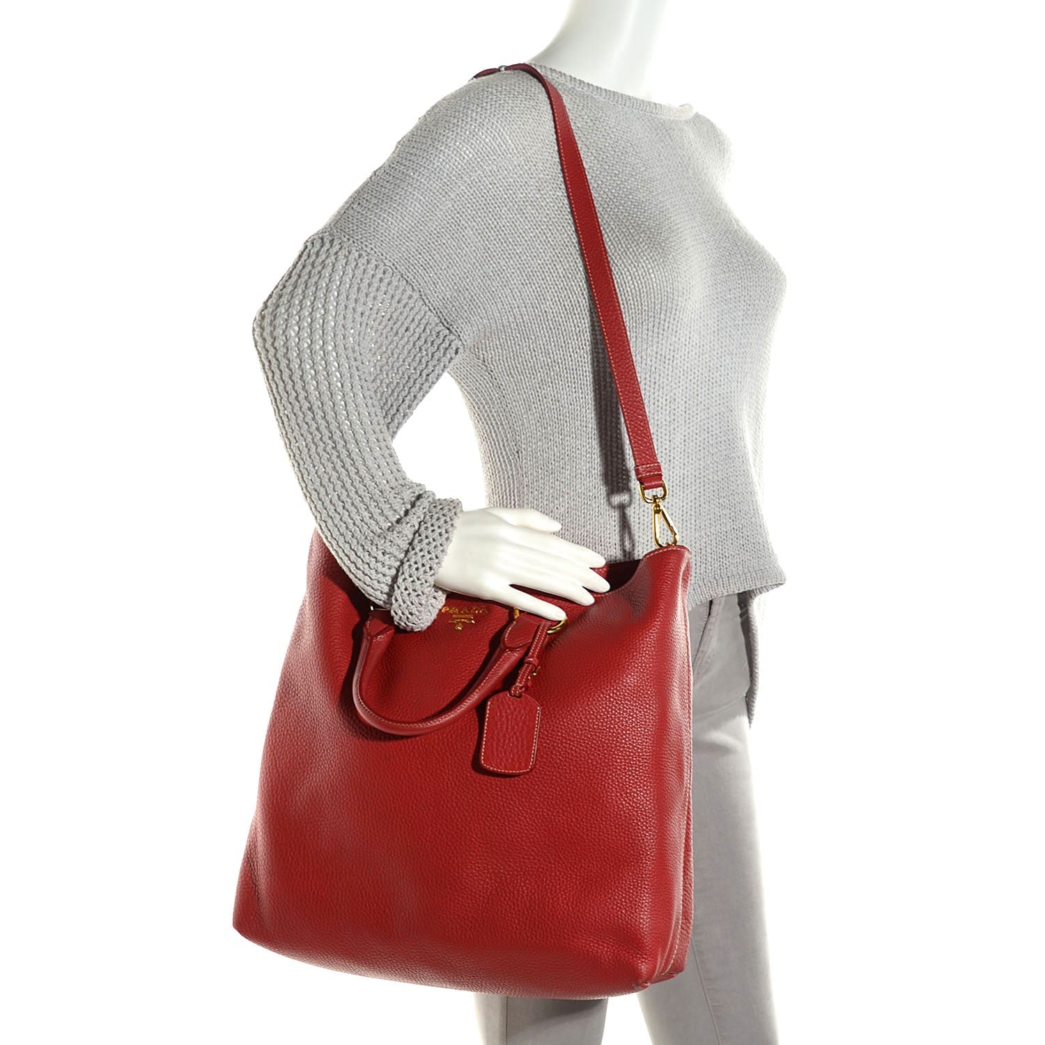 Prada Vitello Daino Tote Fuoco 2 of 10