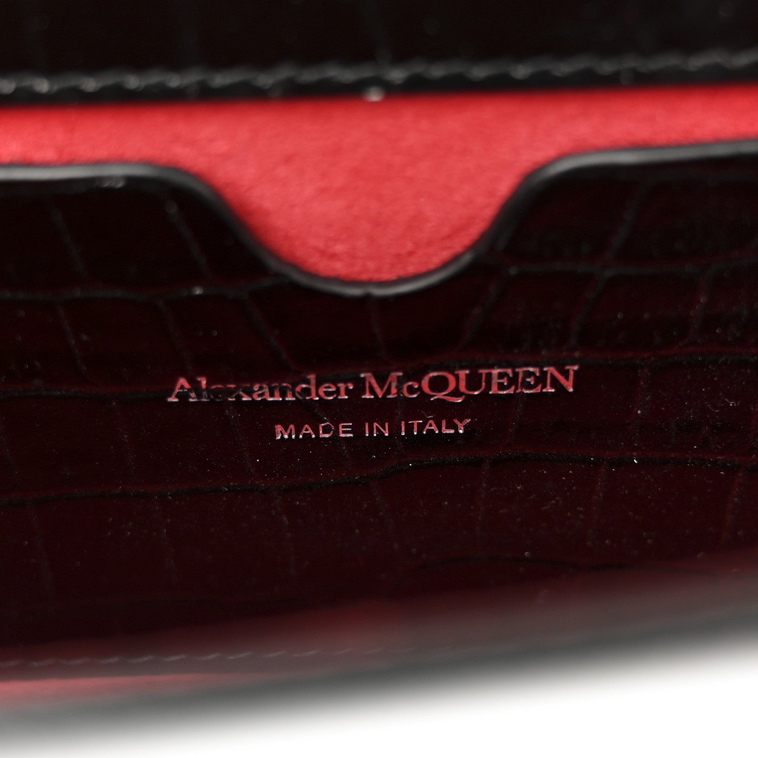 Alexander McQueen Shiny Calfskin Crocodile Embossed Mini Jeweled Satchel  Black 6 of 13