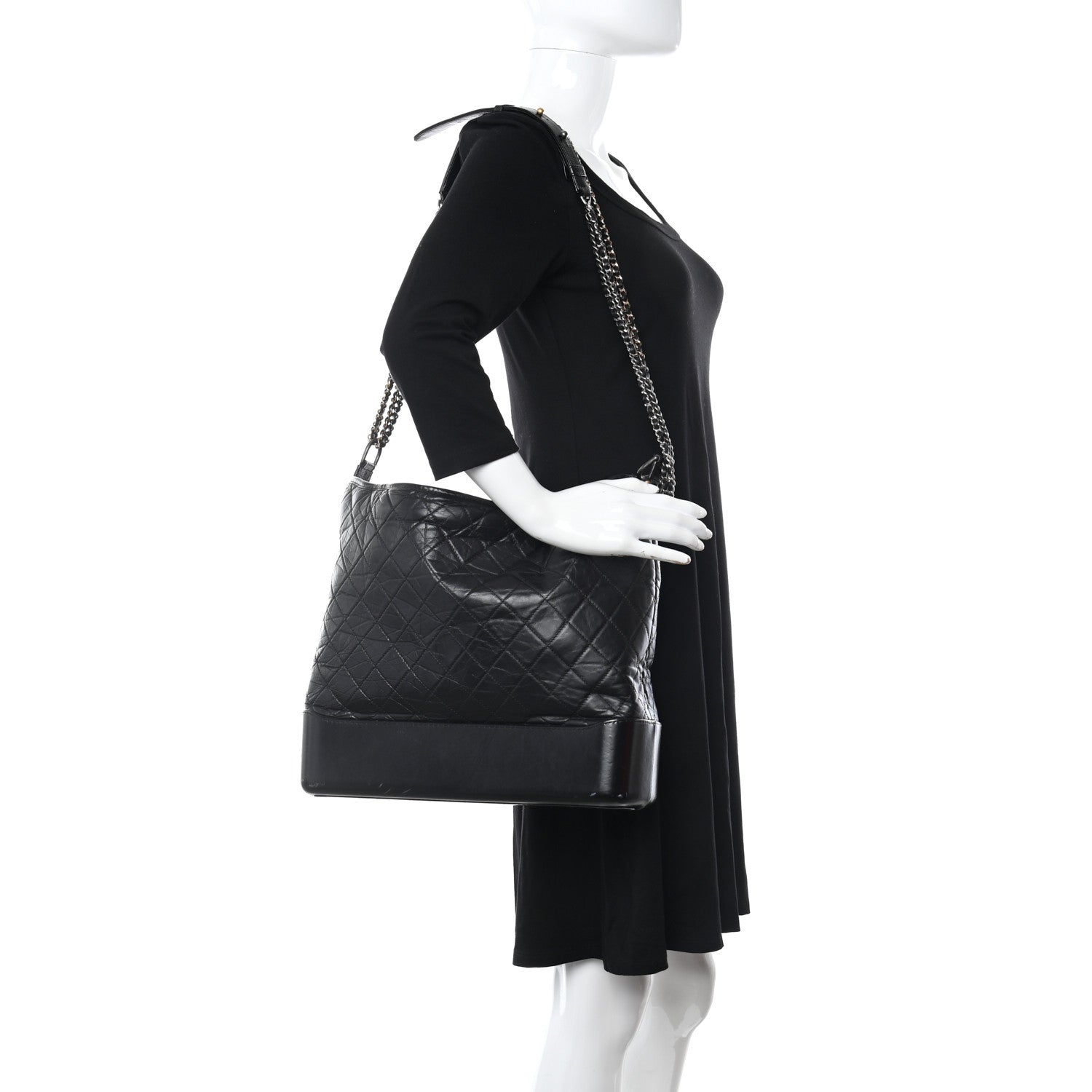 Chanel Aged Calfskin Quilted Maxi Gabrielle Hobo Black 2 of 18