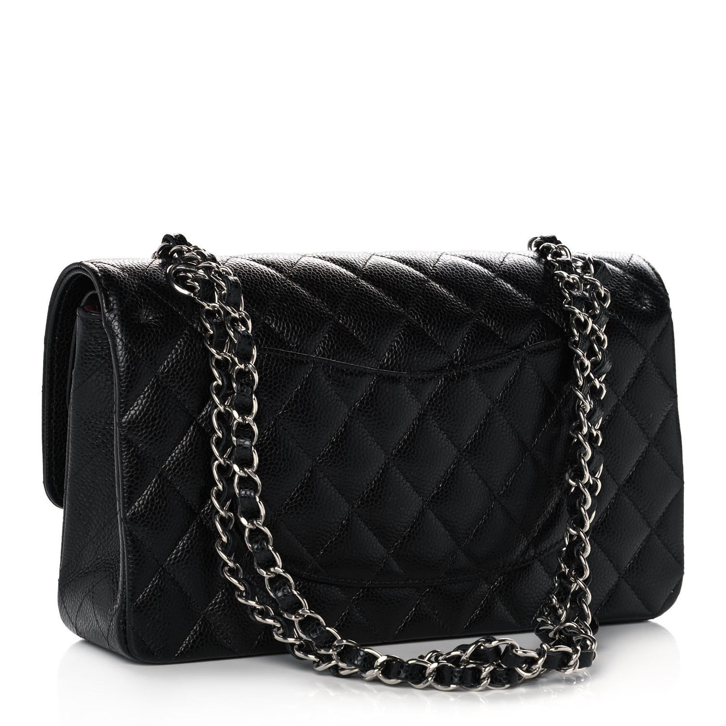 Caviar Quilted Medium Double Flap Black