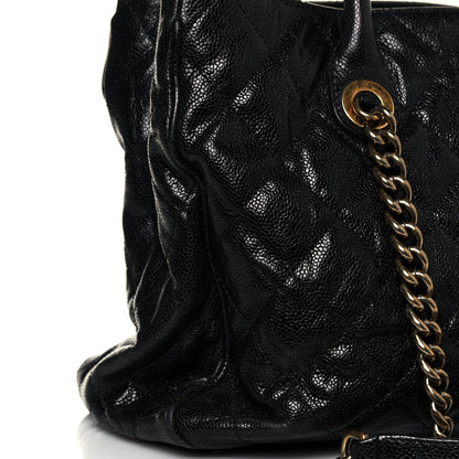 Chanel Glazed Caviar Quilted Small Shiva Tote Black 14 of 16