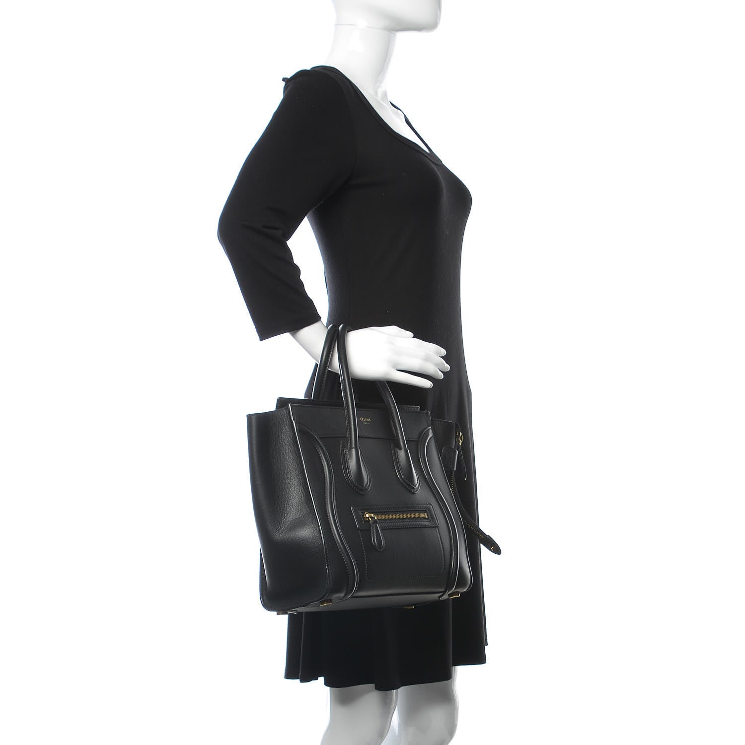 Celine Smooth Calfskin Micro Luggage Black 2 of 13