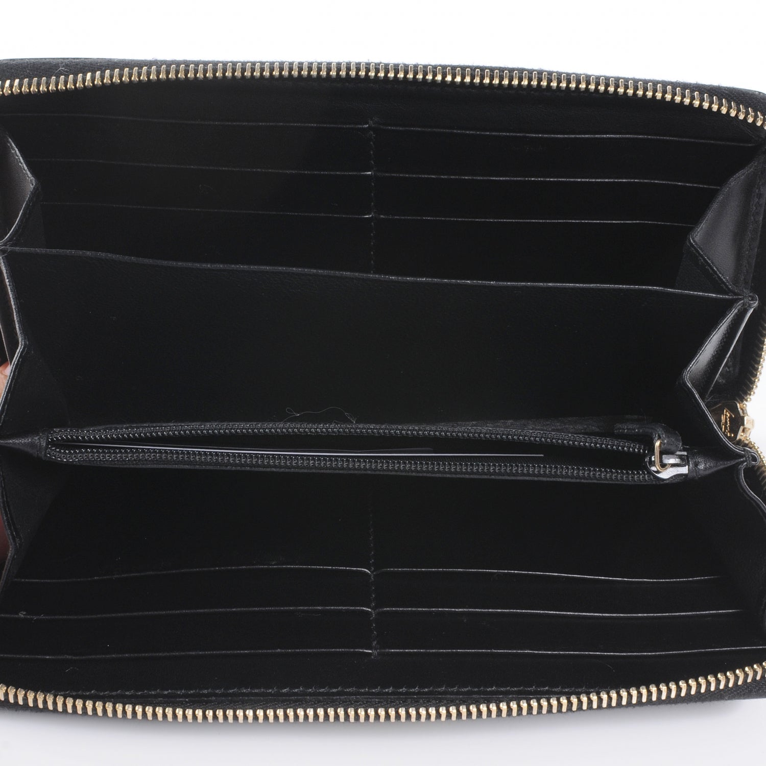 Gucci Guccissima Margaux Calfskin Metal Bar Zip Around Wallet Black 5 of 7