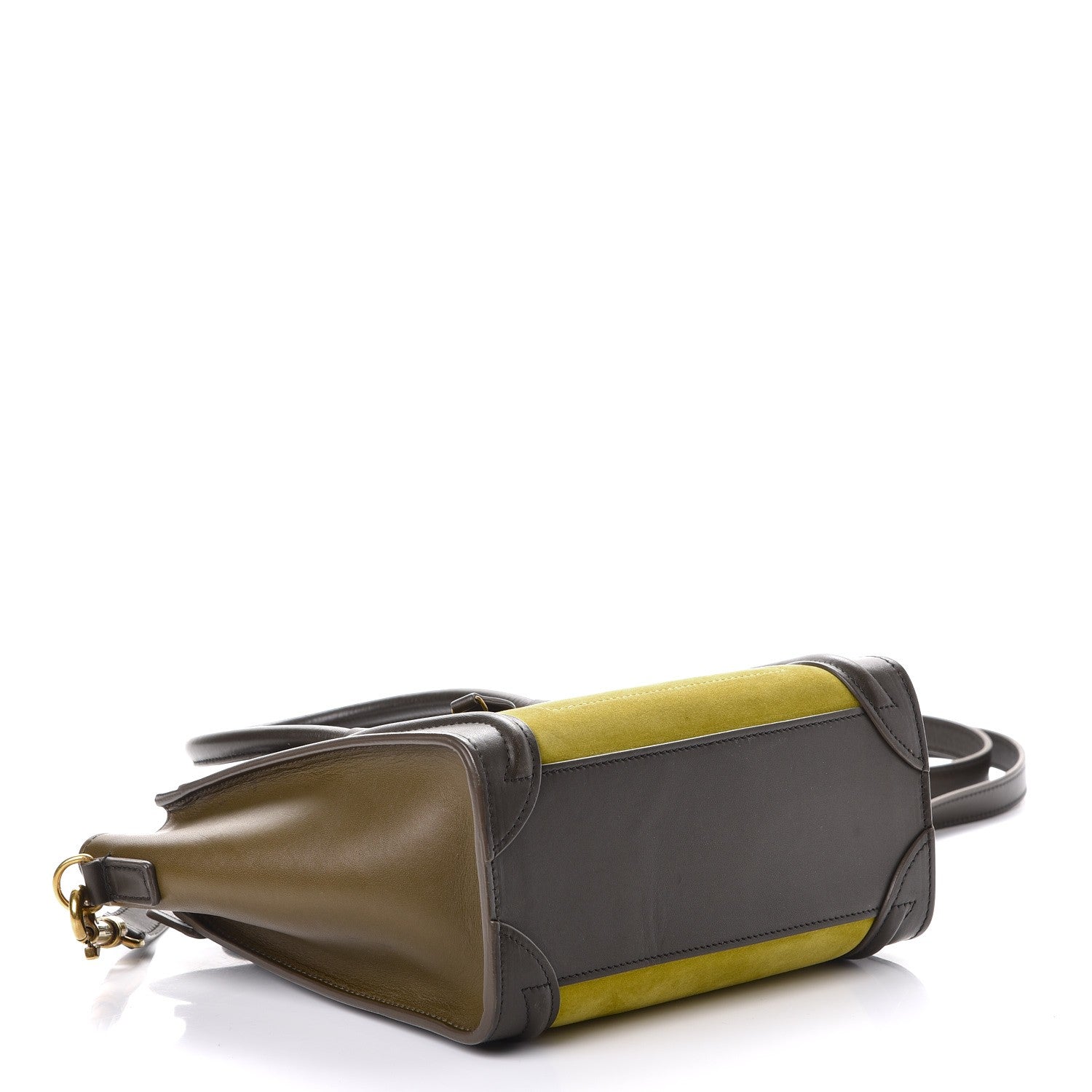 Celine Nubuck Smooth Calfskin Nano Tri-Color Luggage Chartreuse 4 of 10