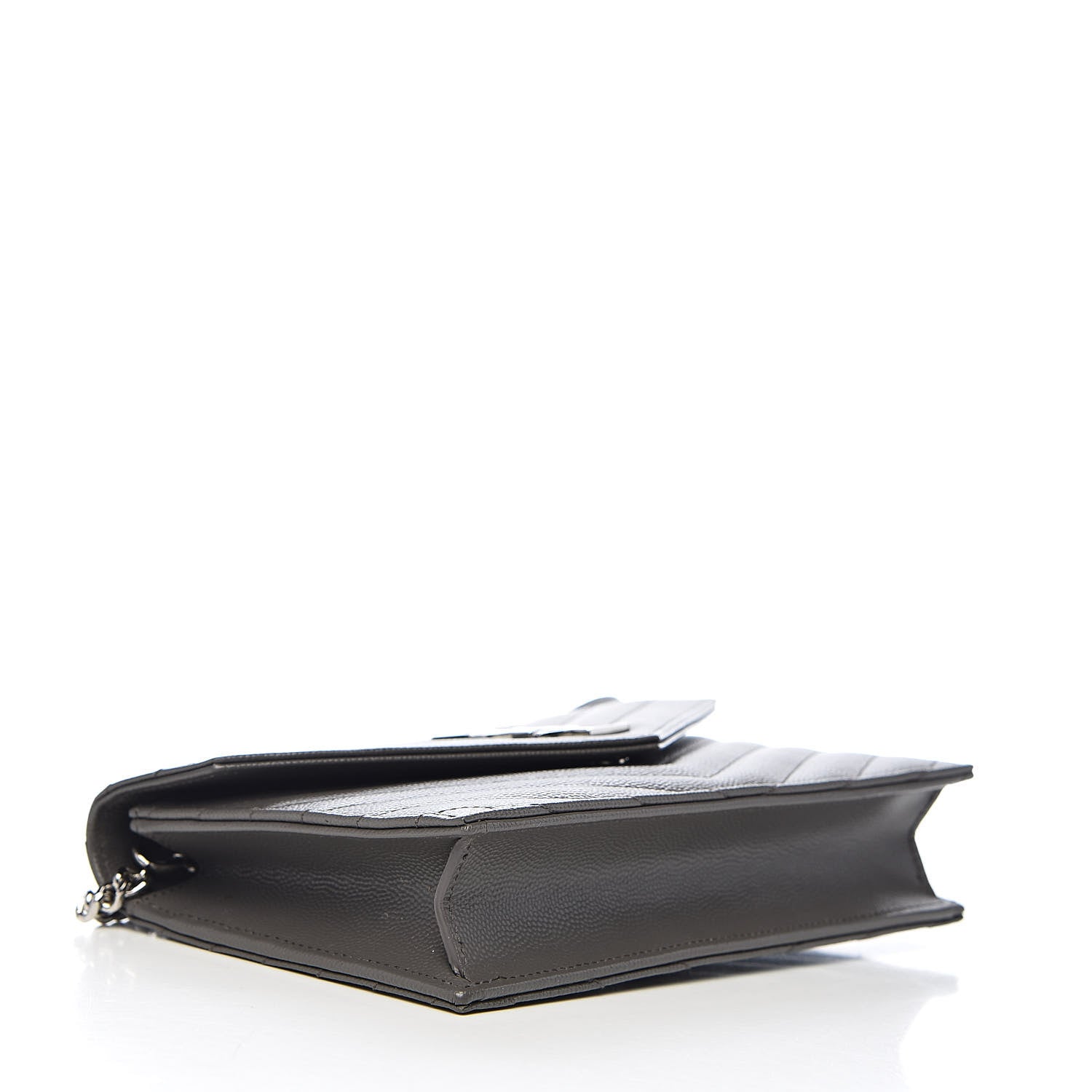 Saint Laurent Grain De Poudre Matelasse Chevron Monogram Envelope Chain Wallet Coal 4 of 10