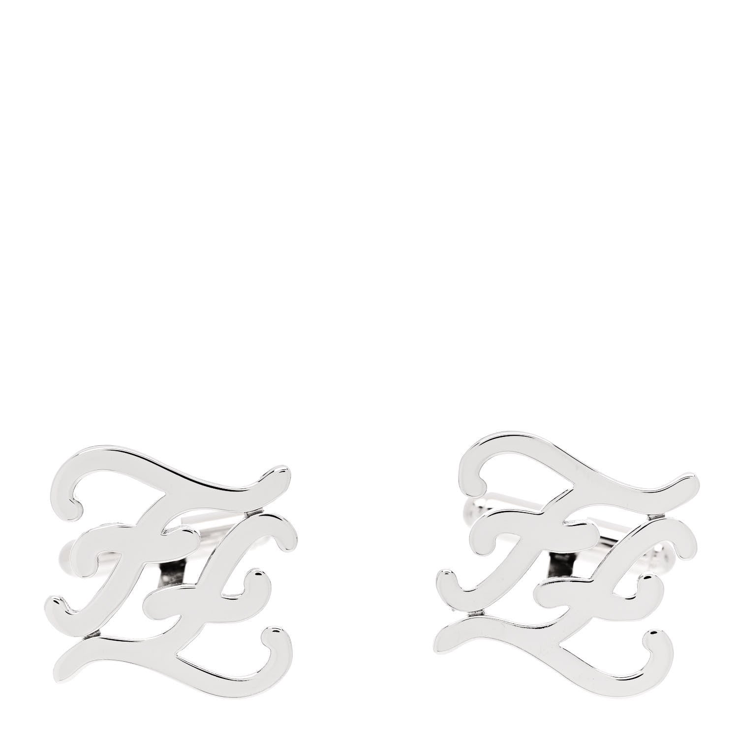 Fendi Metal Kaligraphy Cufflinks Silver 1 of 6