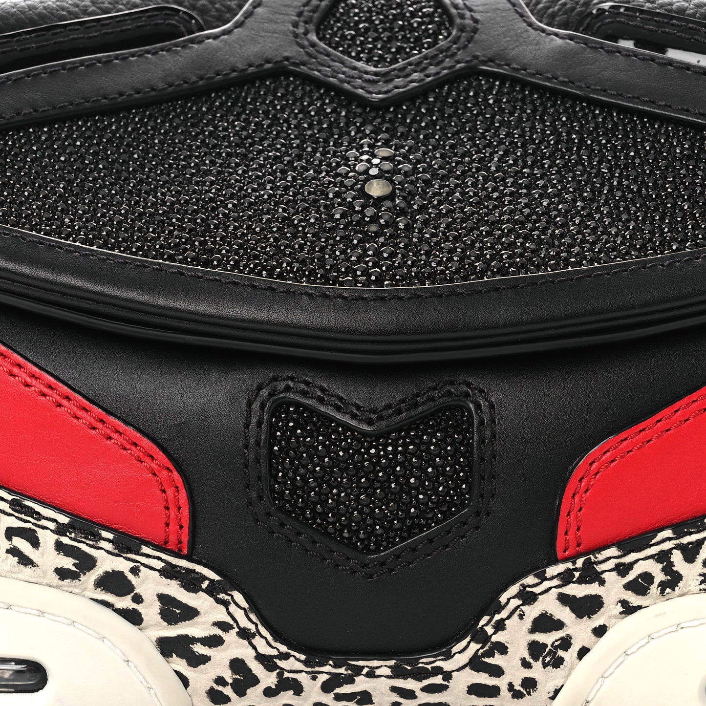 Stingray Calfskin Perforated Sneaker Clutch Black Red White