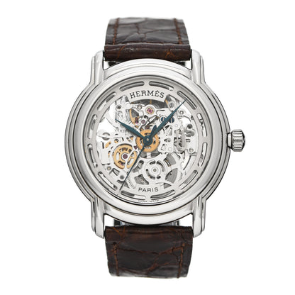 Hermes Stainless Steel Alligator 36mm Sesame TTFM Skeleton Automatic Watch Havane 1 of 4