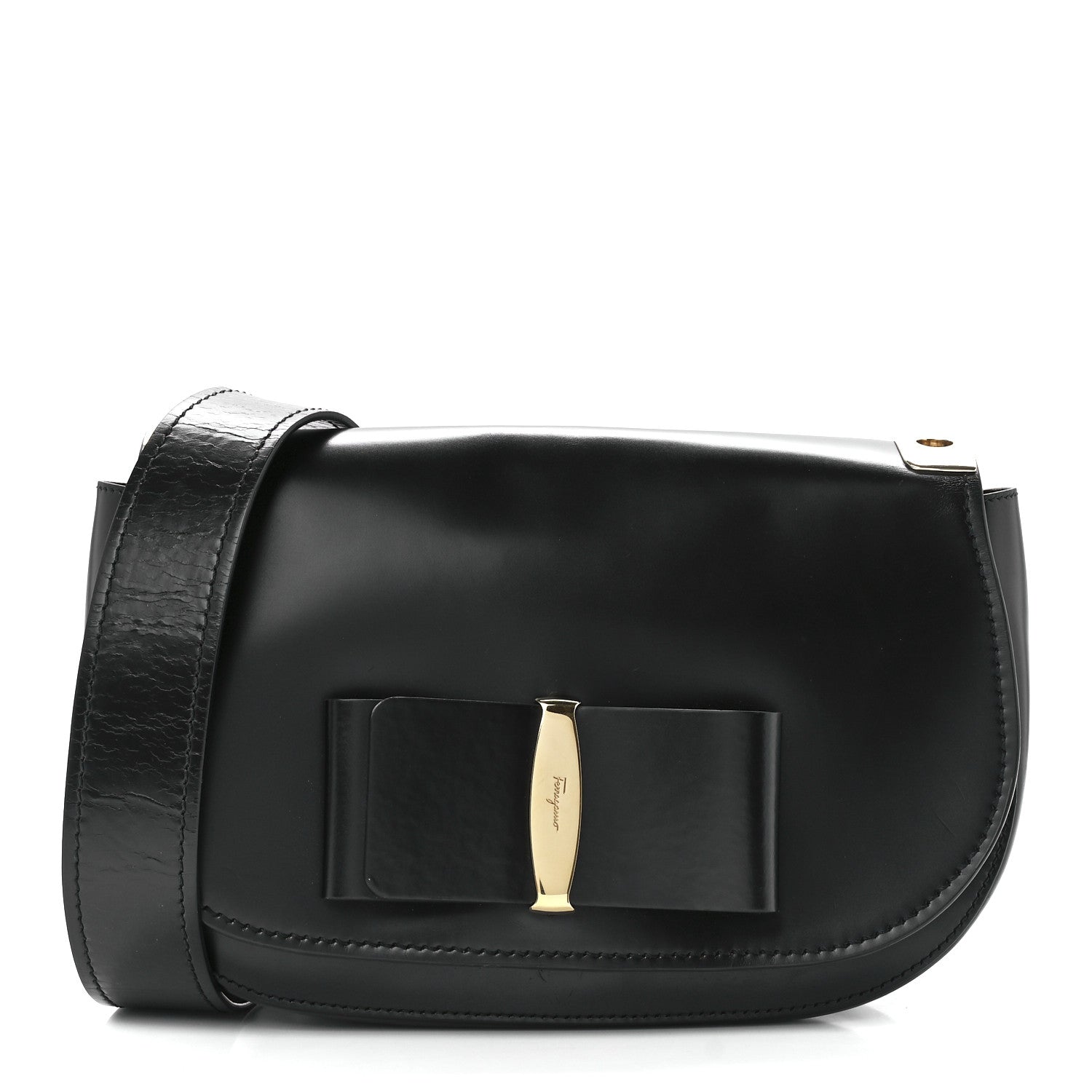 Salvatore Ferragamo Smooth Calfskin Anna Shoulder Bag Black 1 of 11