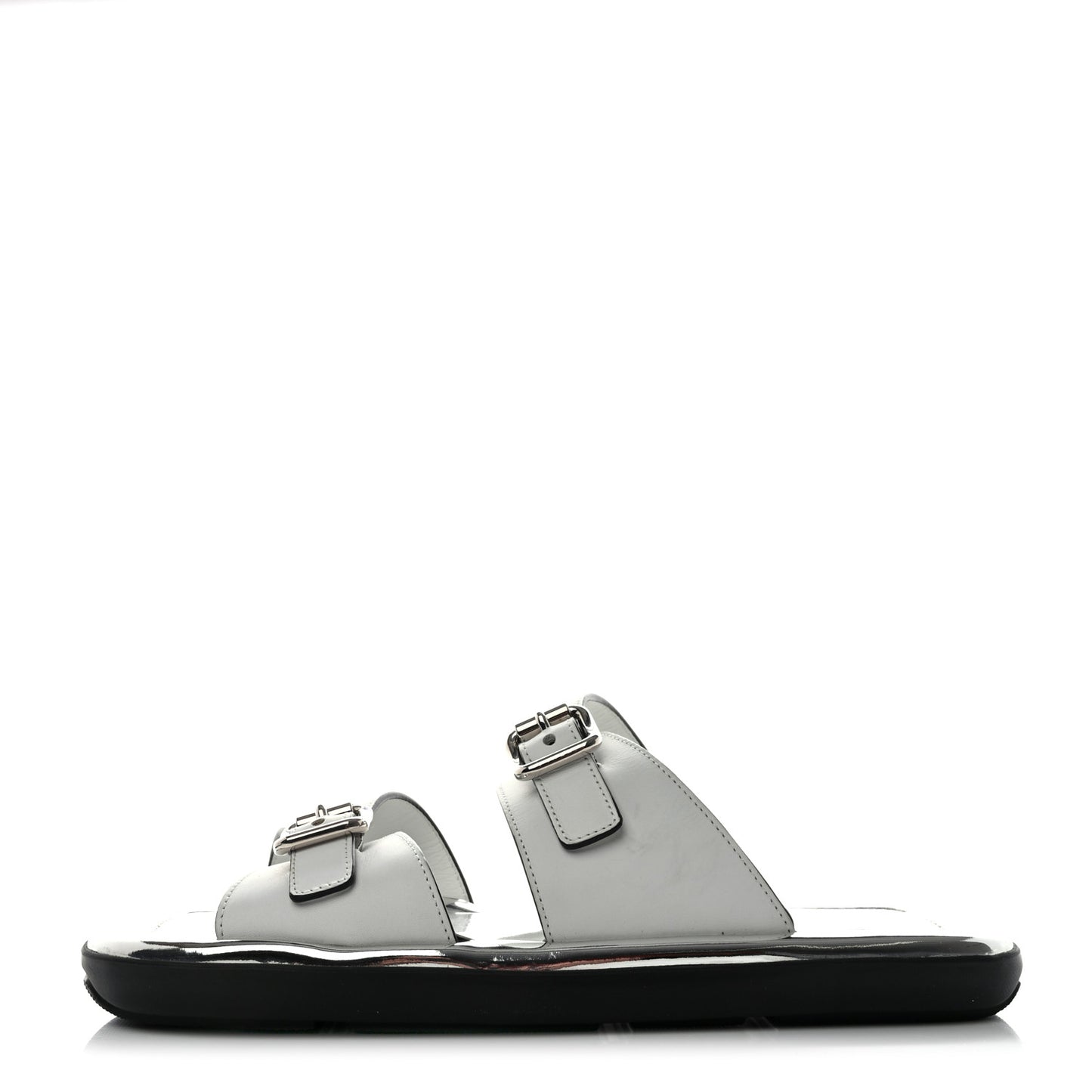 Natural Calfskin Double Buckle 20mm Sandals 38.5 White
