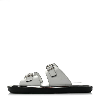Prada Natural Calfskin Double Buckle 20mm Sandals 38.5 White 1 of 11