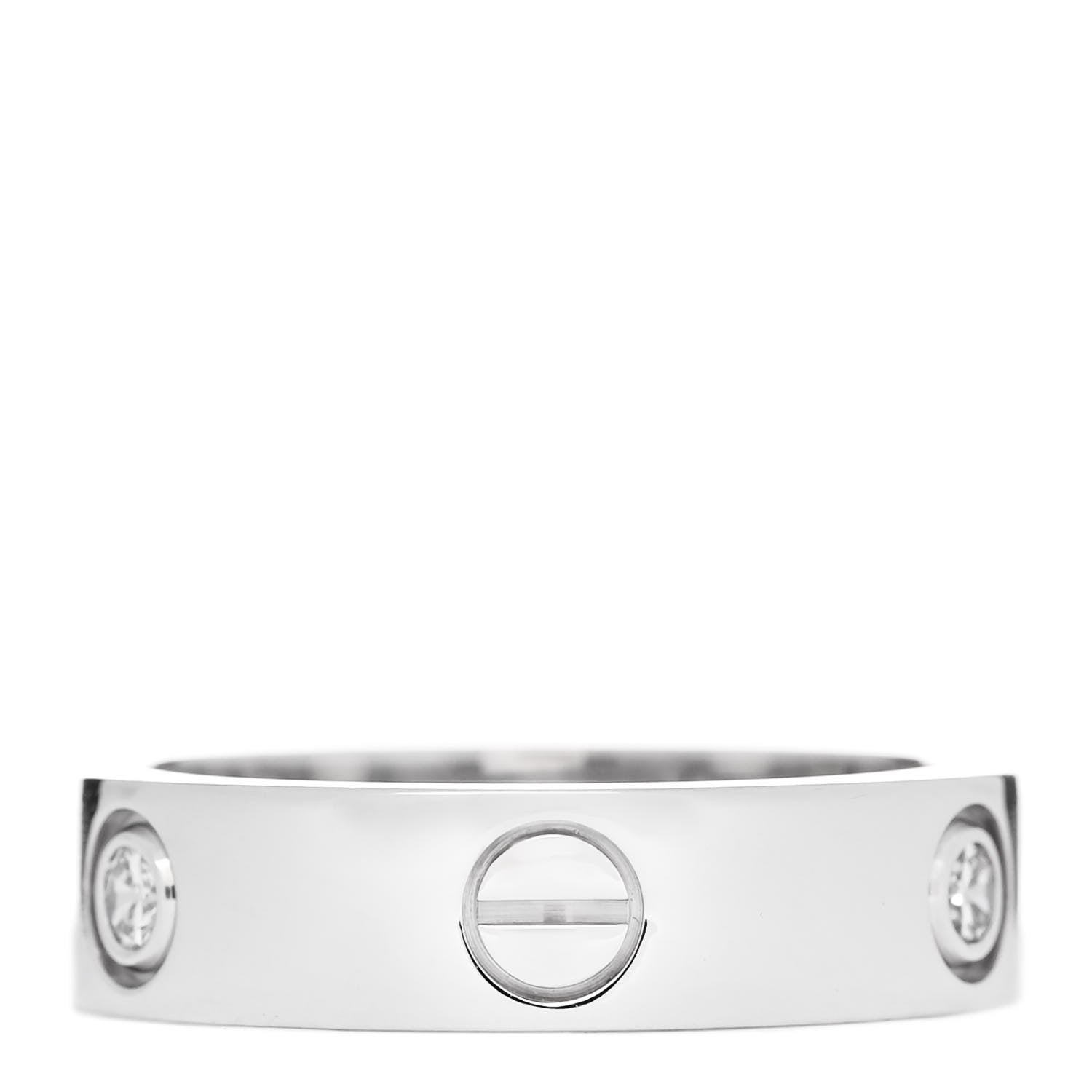Cartier 18K White Gold 3 Diamond 5.5mm LOVE Ring 58 8.5 3 of 6