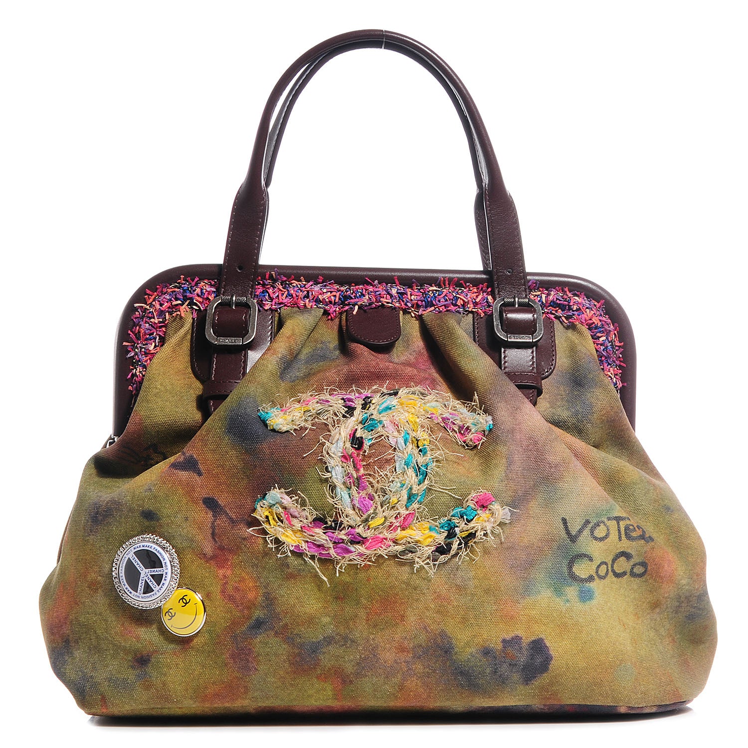 Chanel Washed Toile Graffiti On The Pavements Bowler Khaki Multicolor 1 of 9