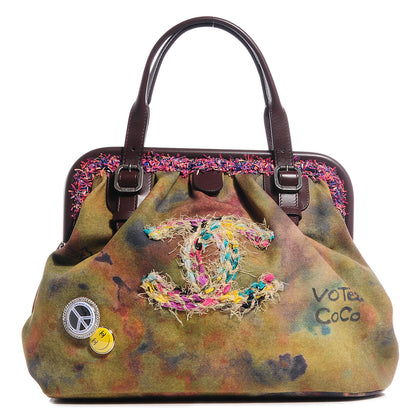 Chanel Washed Toile Graffiti On The Pavements Bowler Khaki Multicolor 1 of 9