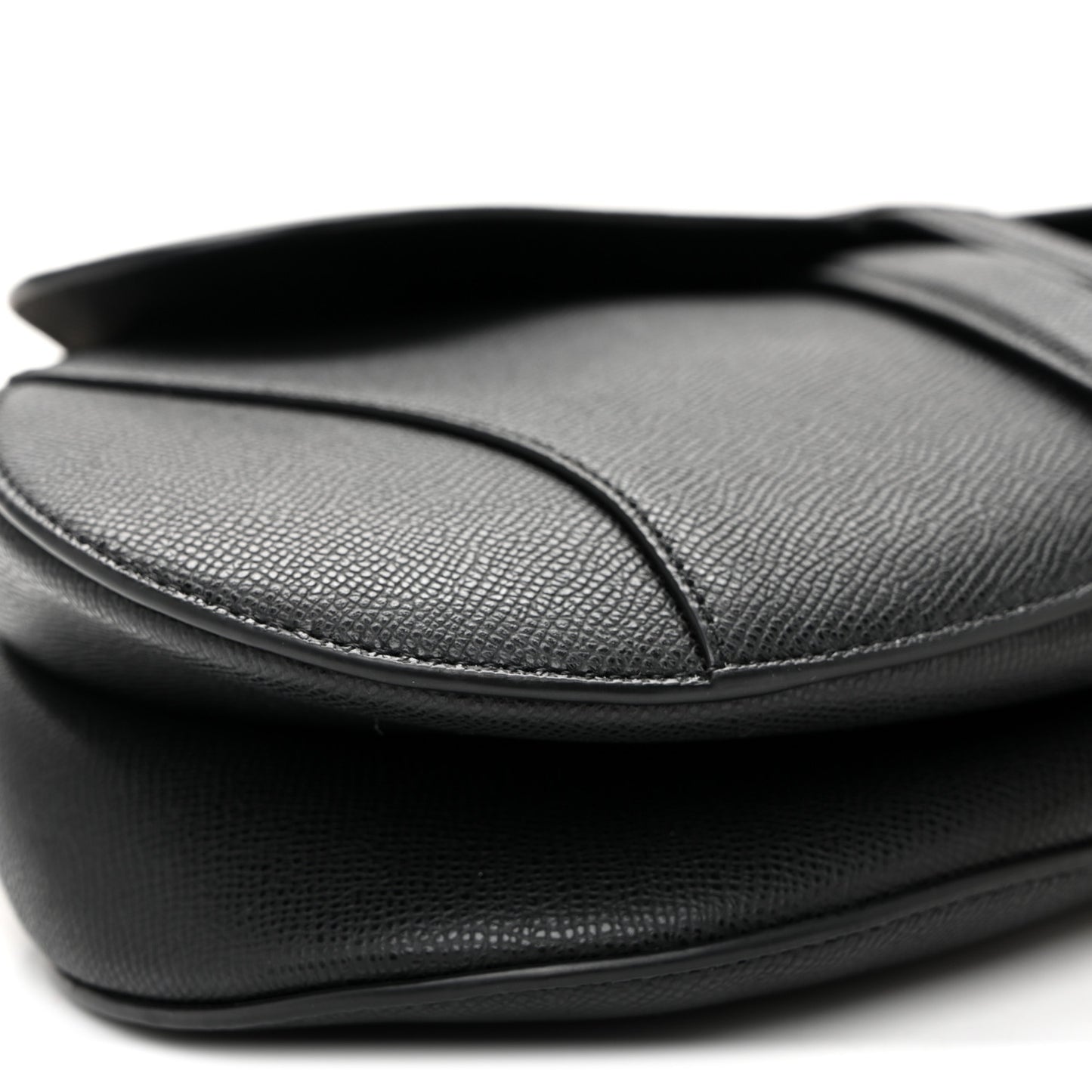 Grained Calfskin Saddle Bag With Strap Black