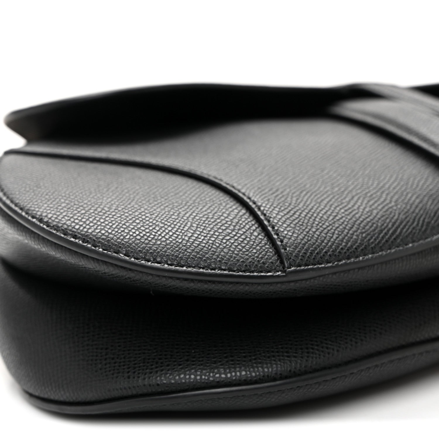 Christian Dior Grained Calfskin Saddle Bag With Strap Black 9 of 10
