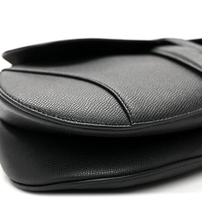 Christian Dior Grained Calfskin Saddle Bag With Strap Black 9 of 10