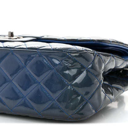 Chanel Patent Quilted Jumbo Double Flap Blue 10 of 20