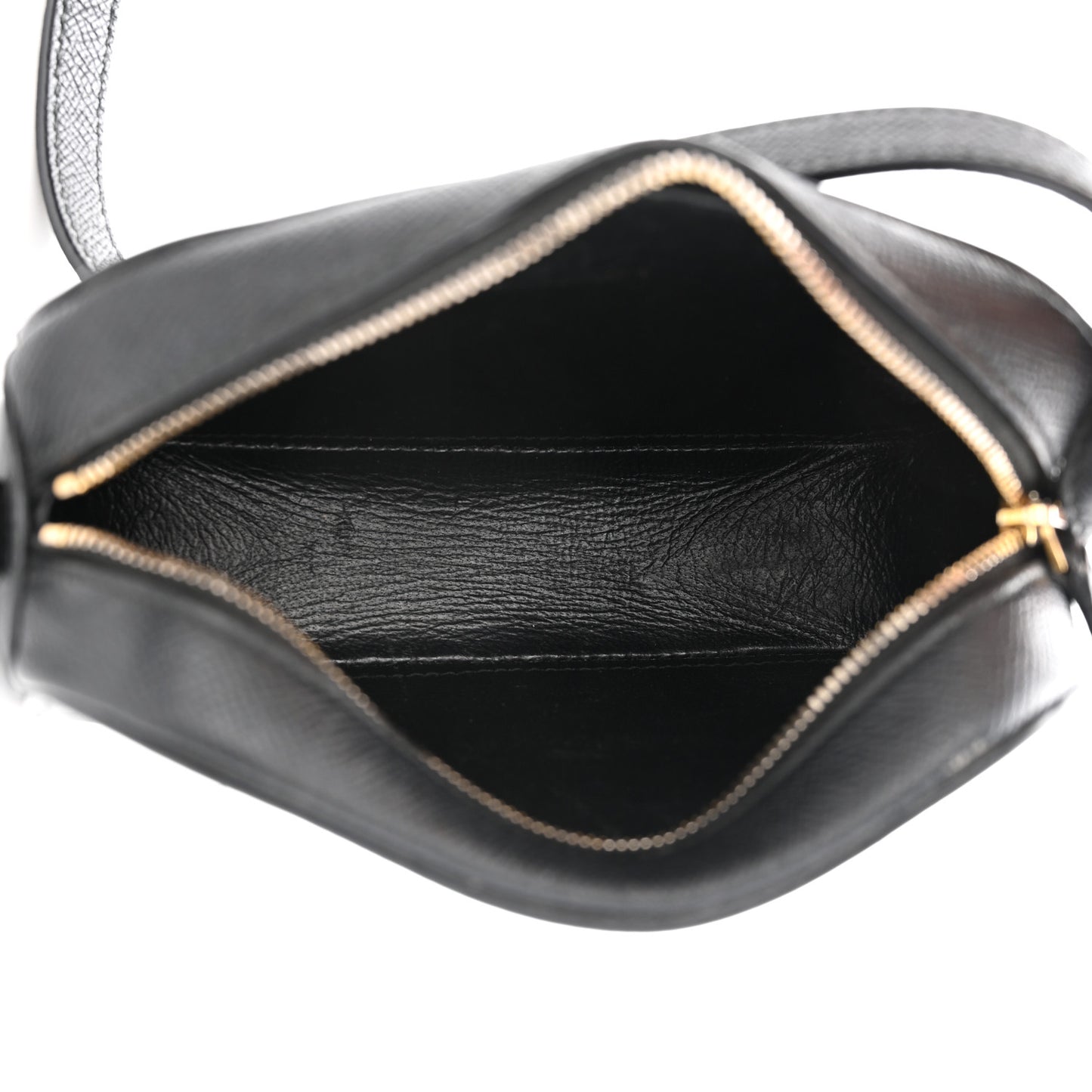 Signature Grained Calfskin Logo XS Ville Camera Bag Black White