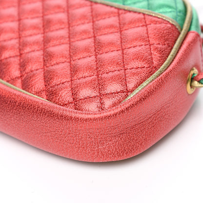 Gucci Laminated Nappa Trapuntata Mini Zumi Dome Shoulder Bag Rosso Jasmine Green Rame 6 of 9