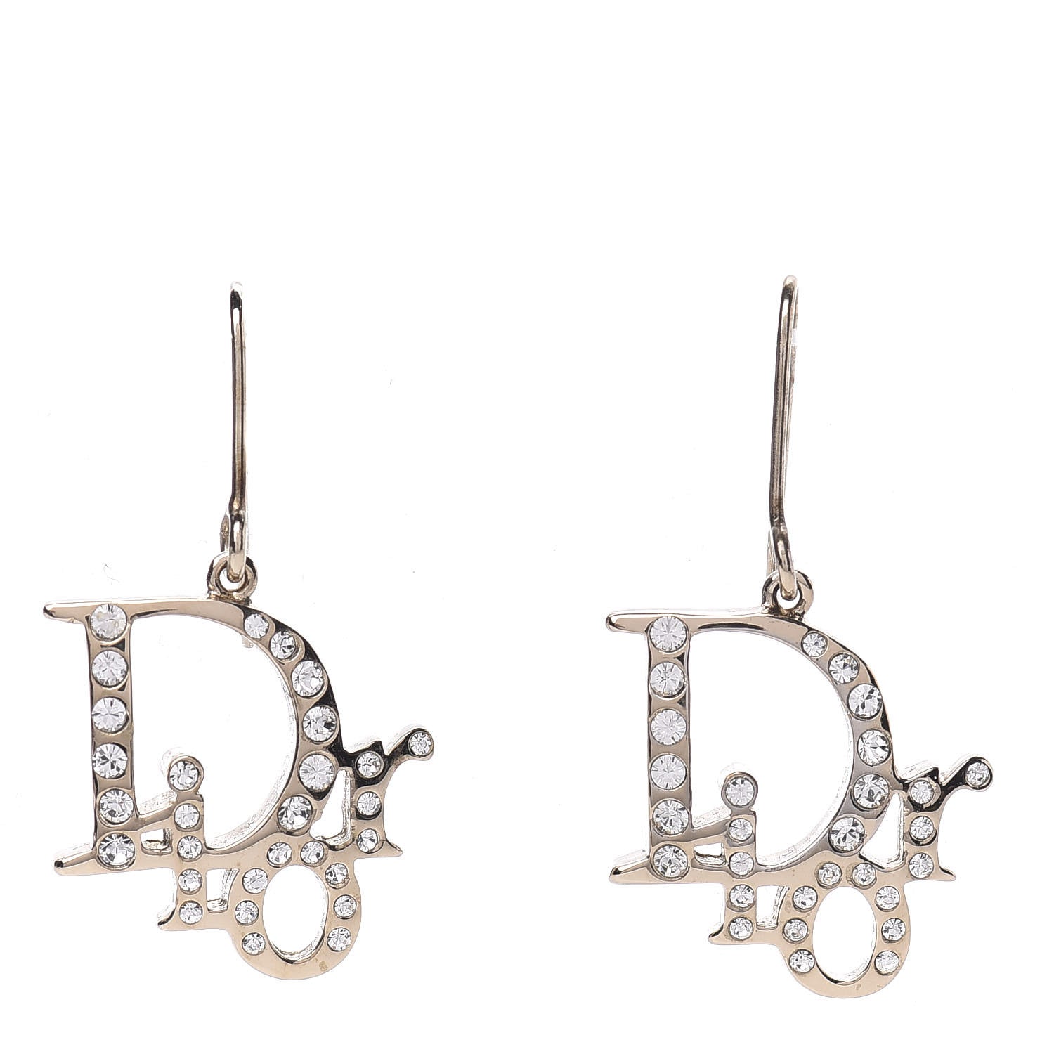 Christian Dior Crystal Logo Earrings Silver 1 of 3
